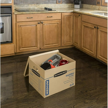 18 x 15 x 14 Inches 7717201 Medium Bankers Box SmoothMove Classic Moving Boxes Easy Carry Handles Tape-Free Assembly 8 Pack